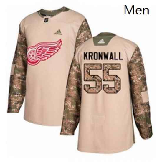 Mens Adidas Detroit Red Wings 55 Niklas Kronwall Authentic Camo Veterans Day Practice NHL Jersey